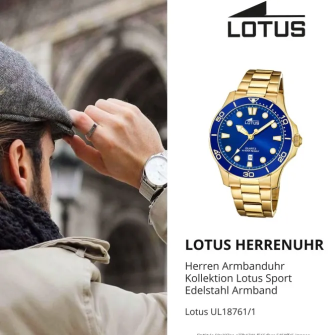 Lotus Herren Armbanduhr Sport 18761/1 Analog Edelstahl gold UL18761/1