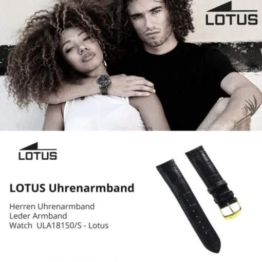Lotus Herren Uhrenarmband 22mm Leder-Band schwarz für Lotus L18150 L18156 L18148 ULA18150/S