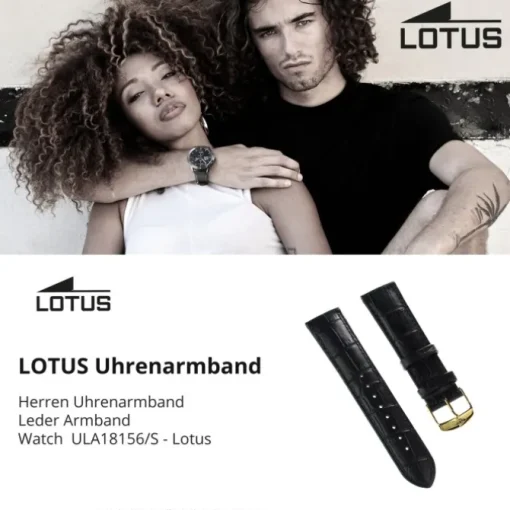 Lotus Herren Uhrenarmband 22mm Leder-Band schwarz für Lotus L18156 L18150 L18154 ULA18156/S
