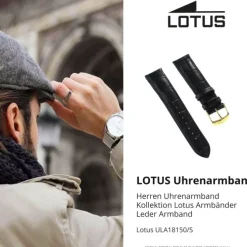 Lotus Herren Uhrenarmband 22mm Leder-Band schwarz für Lotus L18150 L18156 L18148 ULA18150/S