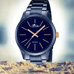 LOTUS Herren-Armbanduhr Analog Quarz Edelstahl blau UL18163/2