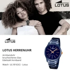 LOTUS Herren-Armbanduhr Analog Quarz Edelstahl blau UL18163/2