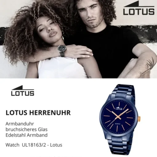 LOTUS Herren-Armbanduhr Analog Quarz Edelstahl blau UL18163/2