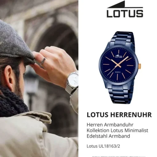 LOTUS Herren-Armbanduhr Analog Quarz Edelstahl blau UL18163/2