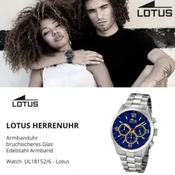 Lotus Herren-Armbanduhr Edelstahl silber 18152/6 Quarz Minimalist UL18152/6