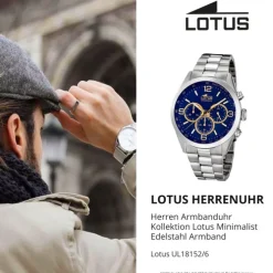 Lotus Herren-Armbanduhr Edelstahl silber 18152/6 Quarz Minimalist UL18152/6