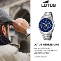 Lotus Herren-Armbanduhr Edelstahl silber 18152/4 Quarz Minimalist UL18152/4