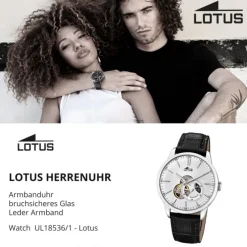 Lotus Herren-Armbanduhr Leder schwarz 18536/1 Automatik Classic UL18536/1