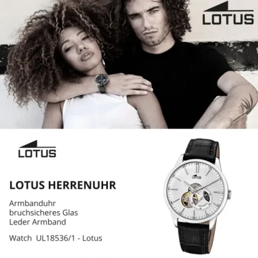 Lotus Herren-Armbanduhr Leder schwarz 18536/1 Automatik Classic UL18536/1