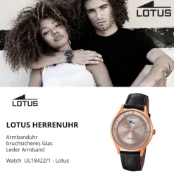 Lotus Herren-Armbanduhr Leder schwarz 18422/1 Quarz Retro UL18422/1