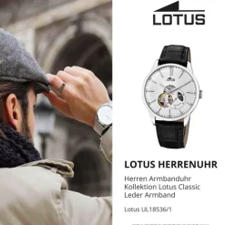 Lotus Herren-Armbanduhr Leder schwarz 18536/1 Automatik Classic UL18536/1