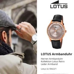 Lotus Herren-Armbanduhr Leder schwarz 18422/1 Quarz Retro UL18422/1