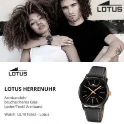 LOTUS Herren-Uhr - Minimalist - Analog - Quarz - Leder/Textil - UL18165/2