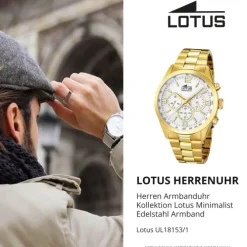 LOTUS Herren-Uhr - Minimalist - Analog - Quarz - Edelstahl Klassik Uhr UL18153/1
