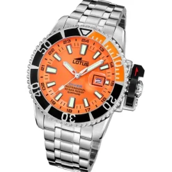 Lotus Herrenuhr Edelstahl Silikon orange Lotus Classic Armbanduhr UL18938/2
