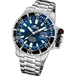 Lotus Herrenuhr Edelstahl Silikon silber blau Lotus Classic Armbanduhr UL18938/3