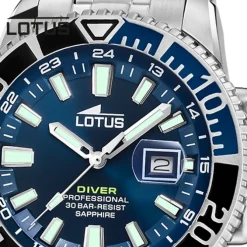 Lotus Herrenuhr Edelstahl Silikon silber blau Lotus Classic Armbanduhr UL18938/3