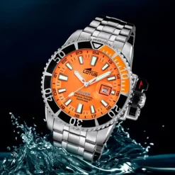 Lotus Herrenuhr Edelstahl Silikon orange Lotus Classic Armbanduhr UL18938/2