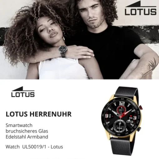 Lotus Herrenuhr Edelstahl schwarz Lotus Multifunktion Armbanduhr UL50019/1