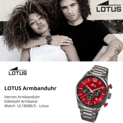 Lotus Herrenuhr Edelstahl schwarz Lotus Classic Armbanduhr UL18686/5