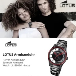 Lotus Herrenuhr Edelstahl schwarz Lotus Classic Armbanduhr UL18905/1