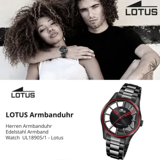 Lotus Herrenuhr Edelstahl schwarz Lotus Classic Armbanduhr UL18905/1