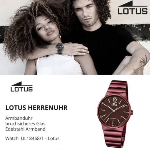 Lotus Herren-Uhr Edelstahl aubergine lila 18468/1 Quarz Minimalist UL18468/1