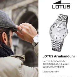 Lotus Herrenuhr Edelstahl silber Lotus Classic Armbanduhr UL15883/1