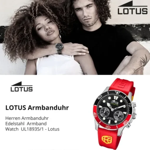 Lotus Herrenuhr Edelstahl Silikon silber rot Lotus Classic Armbanduhr UL18935/1