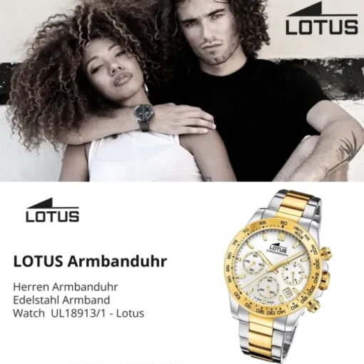 Lotus Herrenuhr Edelstahl silber gold Lotus Classic Armbanduhr UL18913/1