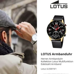 Lotus Herrenuhr Edelstahl schwarz Lotus Multifunktion Armbanduhr UL50019/1