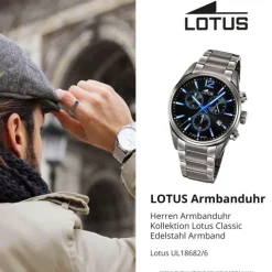 Lotus Herrenuhr Edelstahl grau Lotus Classic Armbanduhr UL18682/6