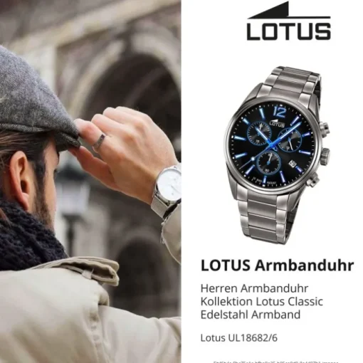 Lotus Herrenuhr Edelstahl grau Lotus Classic Armbanduhr UL18682/6