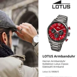 Lotus Herrenuhr Edelstahl schwarz Lotus Classic Armbanduhr UL18686/5