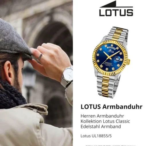 Lotus Herrenuhr Edelstahl silbergold Lotus Classic Armbanduhr UL18855/5