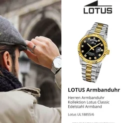 Lotus Herrenuhr Edelstahl silbergold Lotus Classic Armbanduhr UL18855/6