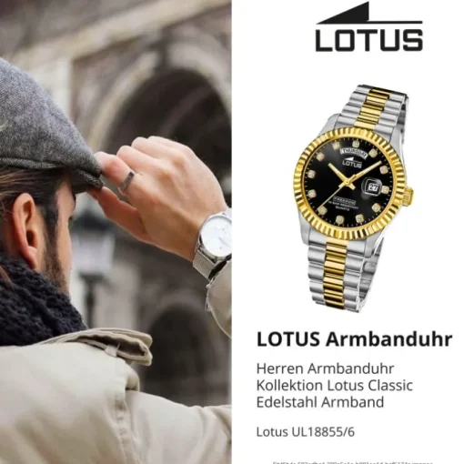 Lotus Herrenuhr Edelstahl silbergold Lotus Classic Armbanduhr UL18855/6