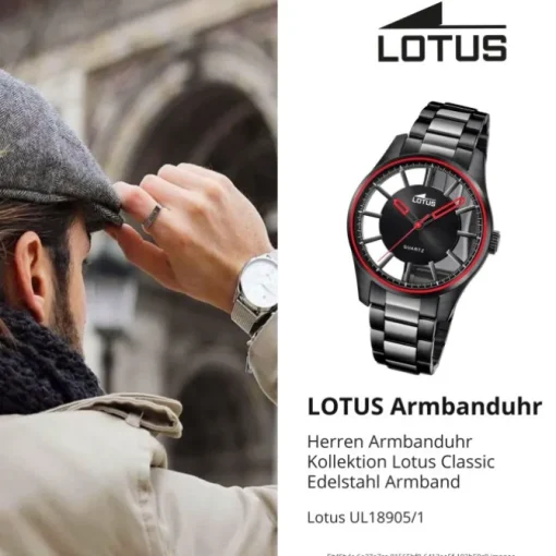 Lotus Herrenuhr Edelstahl schwarz Lotus Classic Armbanduhr UL18905/1