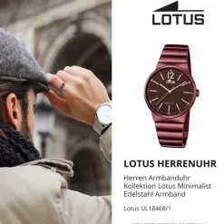 Lotus Herren-Uhr Edelstahl aubergine lila 18468/1 Quarz Minimalist UL18468/1