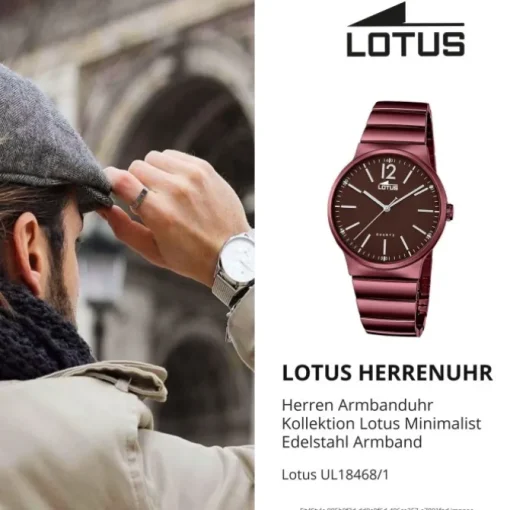 Lotus Herren-Uhr Edelstahl aubergine lila 18468/1 Quarz Minimalist UL18468/1