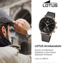 Lotus Herrenuhr Edelstahl grau Lotus Classic Armbanduhr UL18805/3