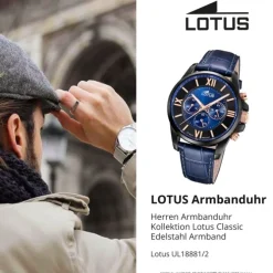 Lotus Herrenuhr Edelstahl blau Lotus Classic Armbanduhr UL18881/2