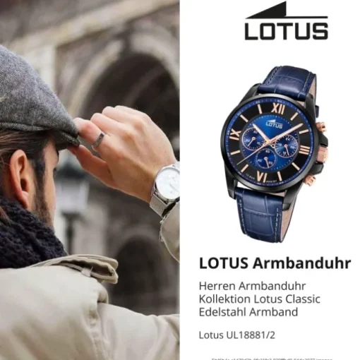 Lotus Herrenuhr Edelstahl blau Lotus Classic Armbanduhr UL18881/2