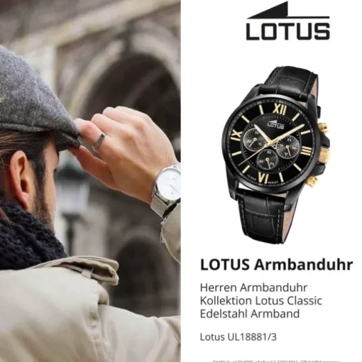 Lotus Herrenuhr Edelstahl schwarz Lotus Classic Armbanduhr UL18881/3