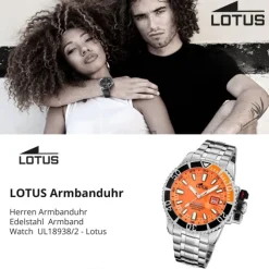 Lotus Herrenuhr Edelstahl Silikon orange Lotus Classic Armbanduhr UL18938/2