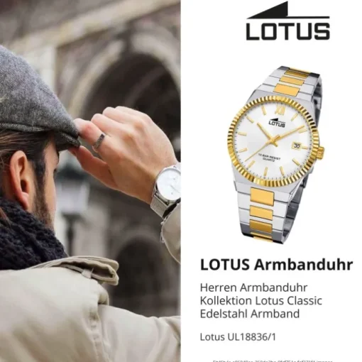 Lotus Herrenuhr Edelstahl silbergold Lotus Classic Armbanduhr UL18836/1