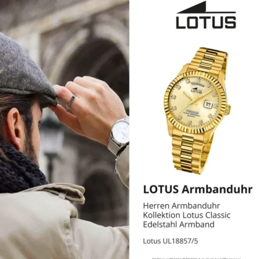 Lotus Herrenuhr Edelstahl gold Lotus Classic Armbanduhr UL18857/5