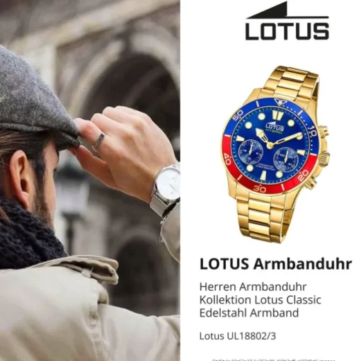 Lotus Herrenuhr Edelstahl gold Lotus Classic Armbanduhr UL18802/3