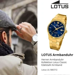 Lotus Herrenuhr Edelstahl gold Lotus Classic Armbanduhr UL18837/2