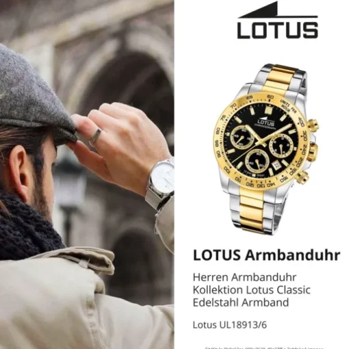 Lotus Herrenuhr Edelstahl silber gold Lotus Classic Armbanduhr UL18913/6